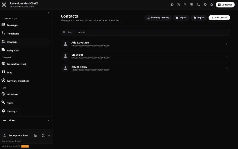 Screenshots Desktop contacts